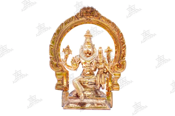 ŚRĪ LAKṢMĪ NARASIMHA - WITH PRABHĀVALĪ Panchaloha Icon - Image 2
