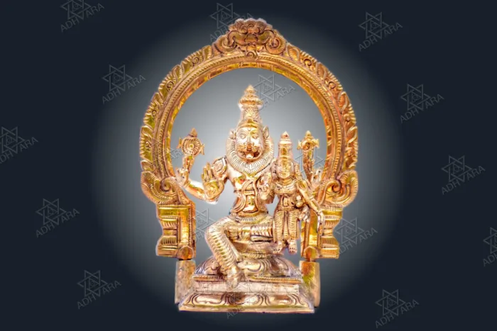 ŚRĪ LAKṢMĪ NARASIMHA - WITH PRABHĀVALĪ Panchaloha Icon - Image 7