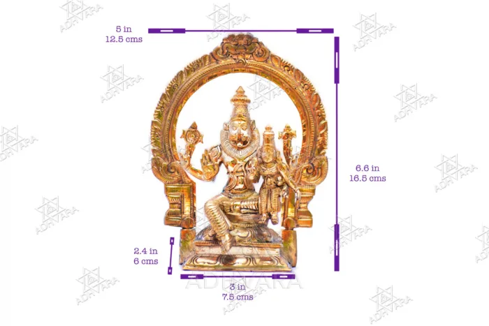 ŚRĪ LAKṢMĪ NARASIMHA - WITH PRABHĀVALĪ Panchaloha Icon - Image 3