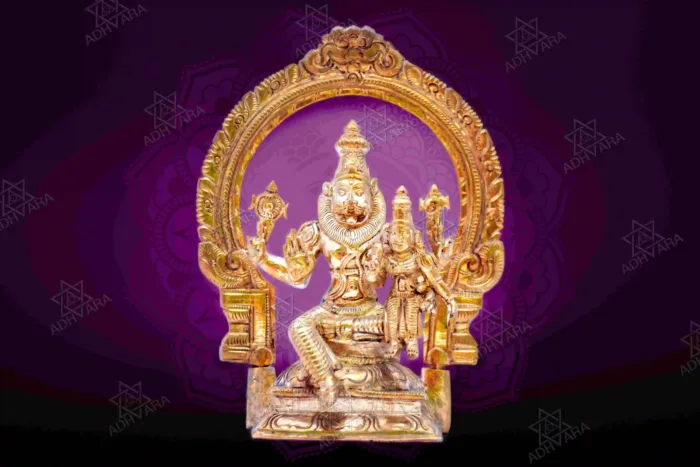 ŚRĪ LAKṢMĪ NARASIMHA - WITH PRABHĀVALĪ Panchaloha Icon